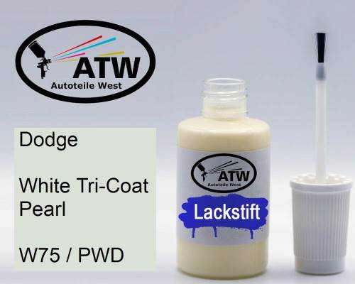 Dodge, White Tricoat Pearl, W75 / PWD: 20ml Lackstift, von ATW Autoteile West.